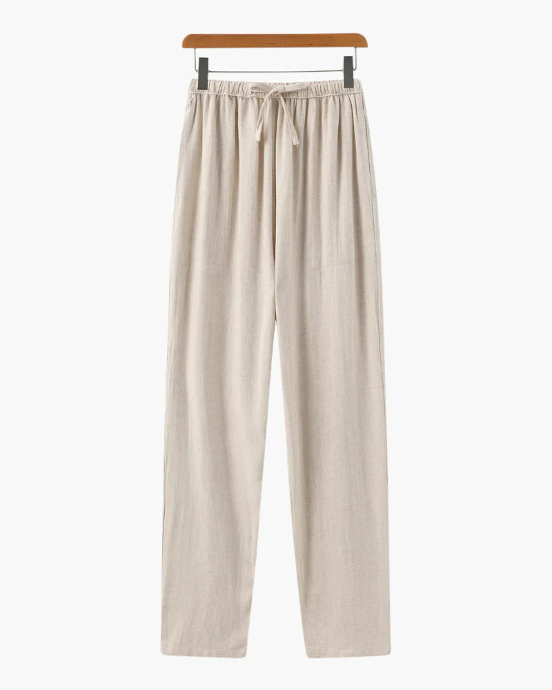 Monaco Linen Trousers – Sandstone Beige