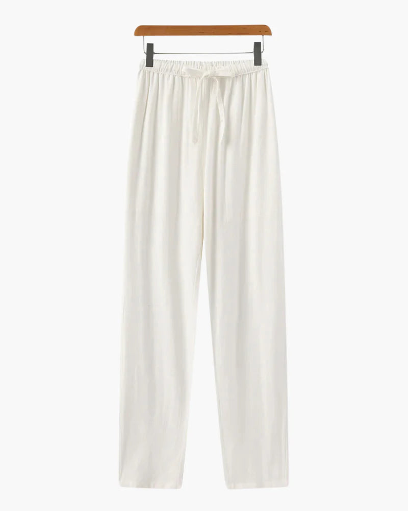 Valbonne Linen Trousers – Ivory White
