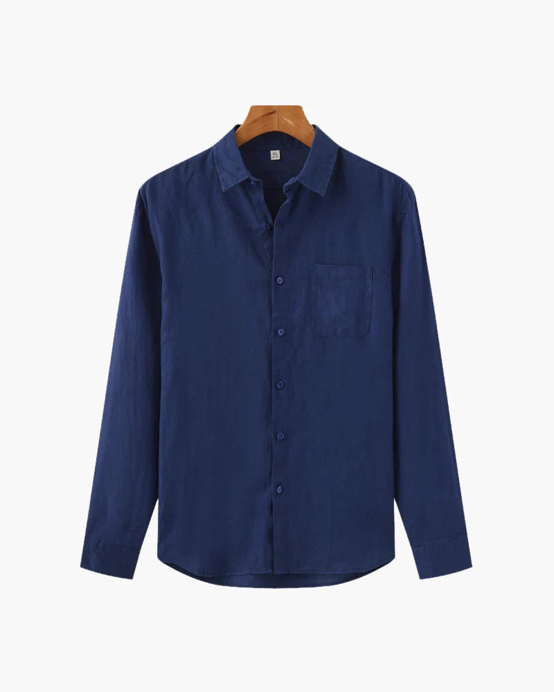The Newport Linen Shirt – Understated Distinction in Navy
