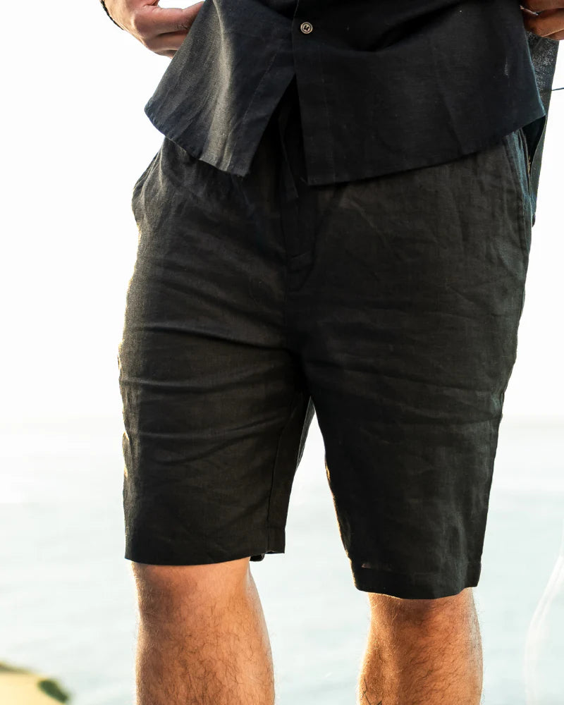 The Estate Linen Short – Understated Authority in Charcoal