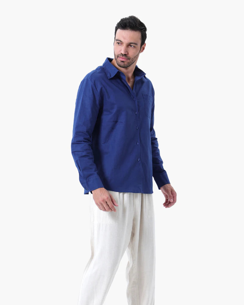The Newport Linen Shirt – Understated Distinction in Navy