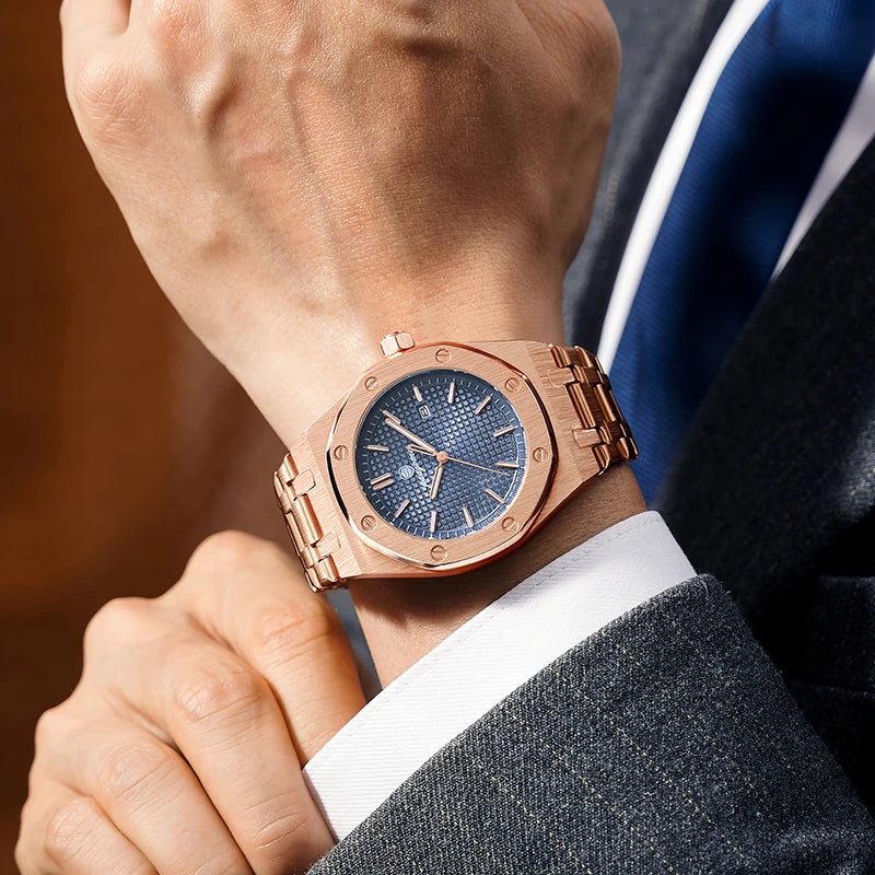 Luxury Steel Watch with Textured Dial — Timeless Style in Every Shade