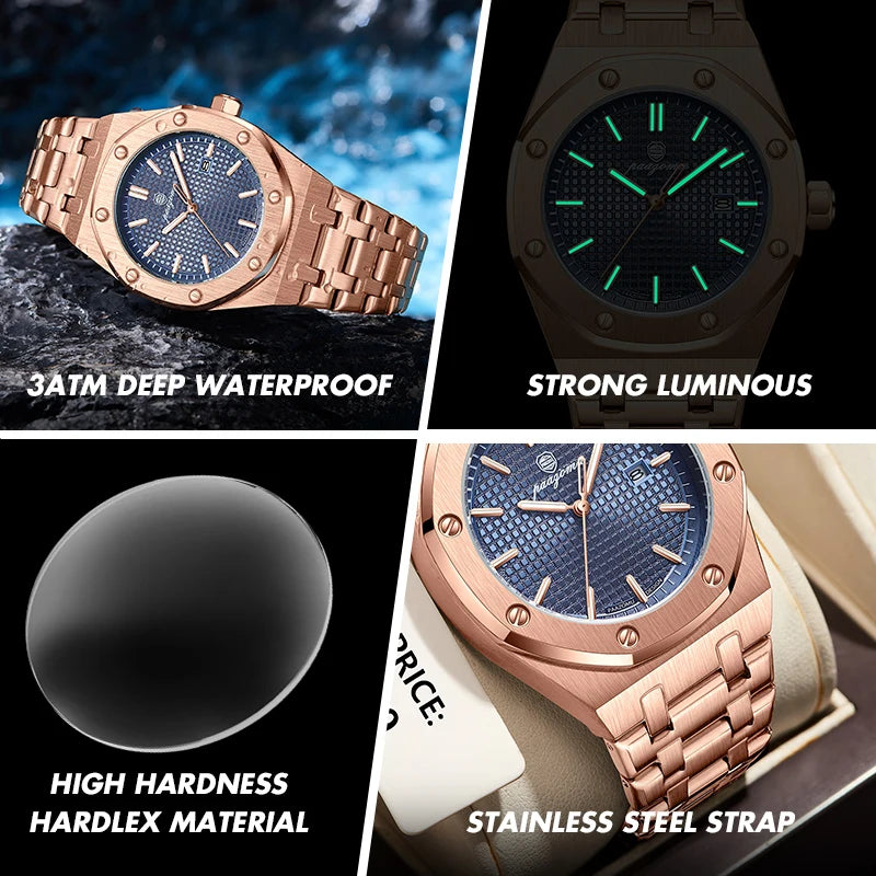 Luxury Steel Watch with Textured Dial — Timeless Style in Every Shade