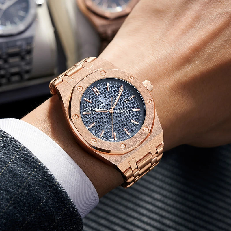 Luxury Steel Watch with Textured Dial — Timeless Style in Every Shade