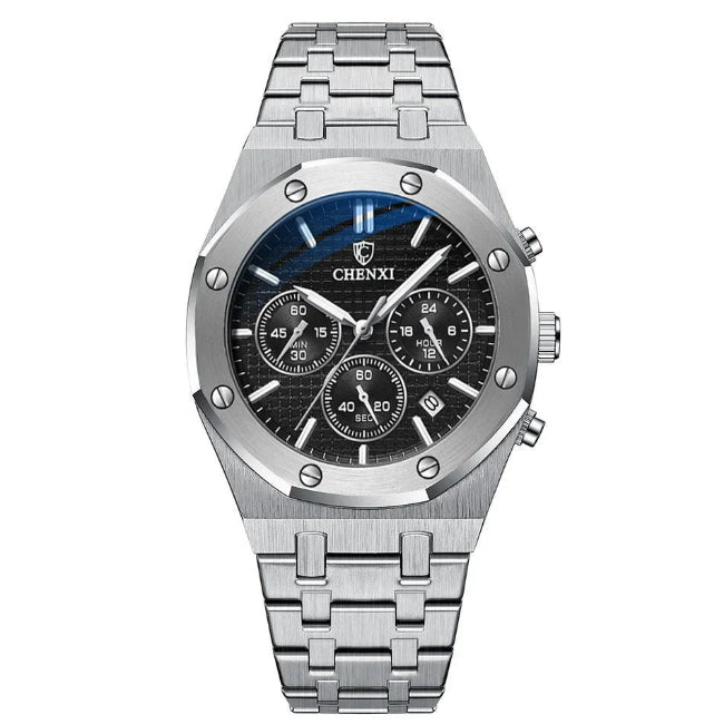 Stainless Steel Chronograph Watch — Bold Precision, Modern Form