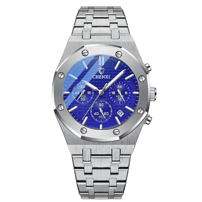 Stainless Steel Chronograph Watch — Bold Precision, Modern Form