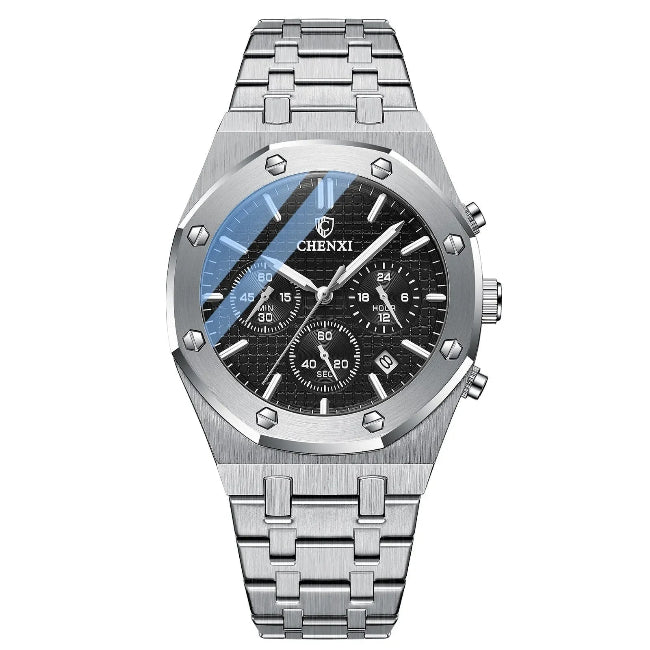 Stainless Steel Chronograph Watch — Bold Precision, Modern Form