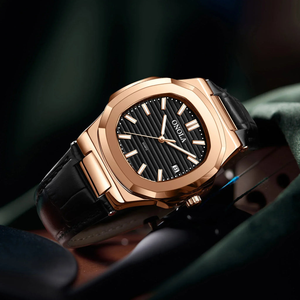 Leather Luxury Quartz Watch — Understated Sophistication in Motion