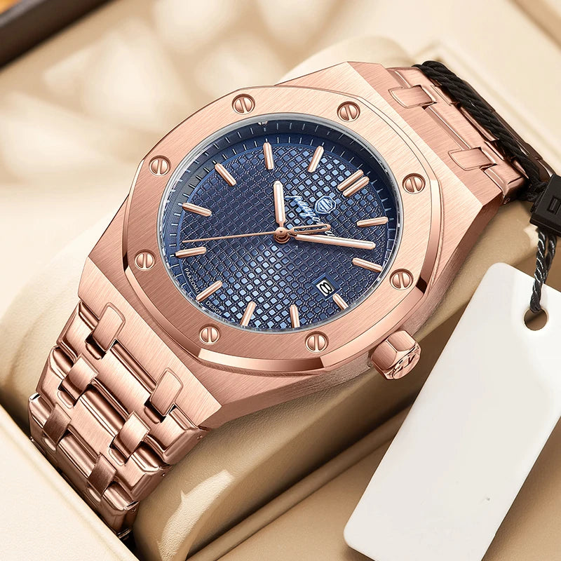 Luxury Steel Watch with Textured Dial — Timeless Style in Every Shade