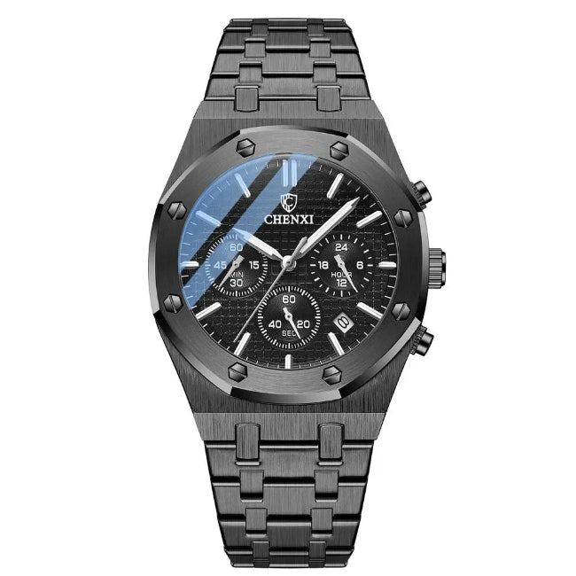 Stainless Steel Chronograph Watch — Bold Precision, Modern Form